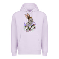 Lilac Easter Day Flowers bunny Premium Hoodie - OliviaCreatesArt