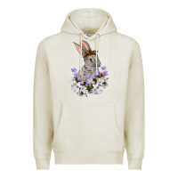 Oatmeal Heather Easter Day Flowers bunny Premium Hoodie - OliviaCreatesArt