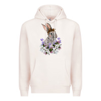 Pale Pink Easter Day Flowers bunny Premium Hoodie - OliviaCreatesArt