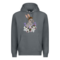 Rock Easter Day Flowers bunny Premium Hoodie - OliviaCreatesArt