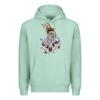Seafoam Easter Day Flowers bunny Premium Hoodie - OliviaCreatesArt