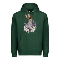 Sports Green Easter Day Flowers bunny Premium Hoodie - OliviaCreatesArt