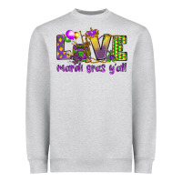 Heather Grey Love Mardi Gras Y'all Heavyweight Sweatshirt - HowdyJamesFarm