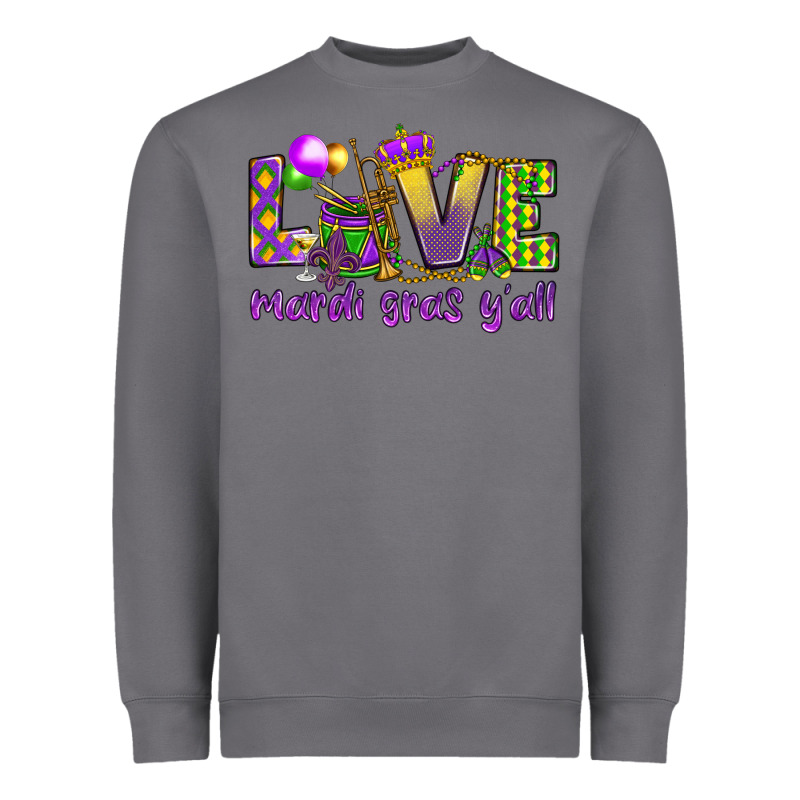 Love Mardi Gras Y'all Heavyweight Sweatshirt by HowdyJamesFarm | Teevron