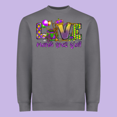 Love Mardi Gras Y'all Heavyweight Sweatshirt Designed By Howdyjamesfarm