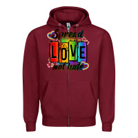 Burgundy spread love not hate Zipper Hoodie - OliviaCreatesArt
