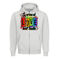 Dove Grey spread love not hate Zipper Hoodie - OliviaCreatesArt