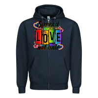 Navy spread love not hate Zipper Hoodie - OliviaCreatesArt