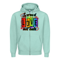 Seafoam spread love not hate Zipper Hoodie - OliviaCreatesArt