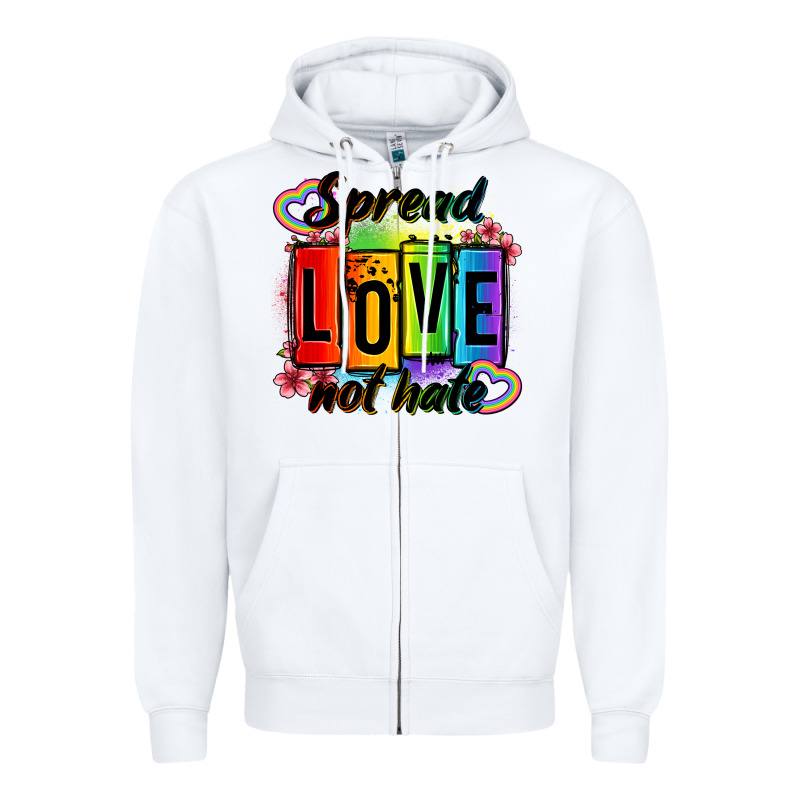 Spread Love Not Hate Zipper Hoodie by OliviaCreatesArt | Teevron