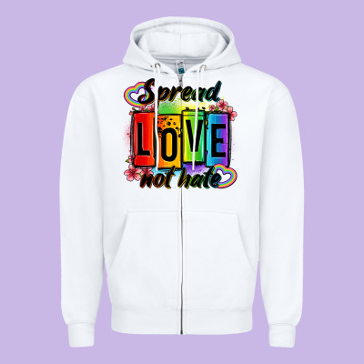 Spread Love Not Hate Zipper Hoodie Designed By Oliviacreatesart