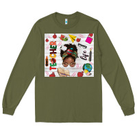 Army Green afro teacher life Long Sleeve Tee - NancyCooperArtShop