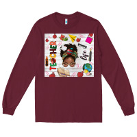 Burgundy afro teacher life Long Sleeve Tee - NancyCooperArtShop