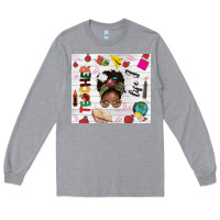 Heather Grey afro teacher life Long Sleeve Tee - NancyCooperArtShop