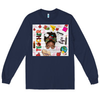 Navy afro teacher life Long Sleeve Tee - NancyCooperArtShop