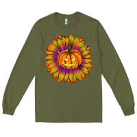 Army Green Halloween Sunflower Long Sleeve Tee - RanaPortraitStore
