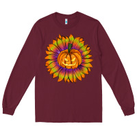 Burgundy Halloween Sunflower Long Sleeve Tee - RanaPortraitStore