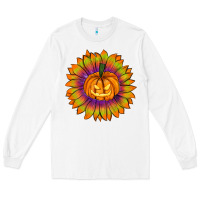 White Halloween Sunflower Long Sleeve Tee - RanaPortraitStore
