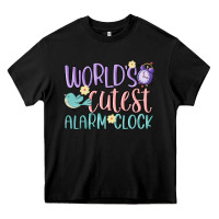 Black world's cutest alarm clock Heavy Core Tee - MaliasSmallBusiness