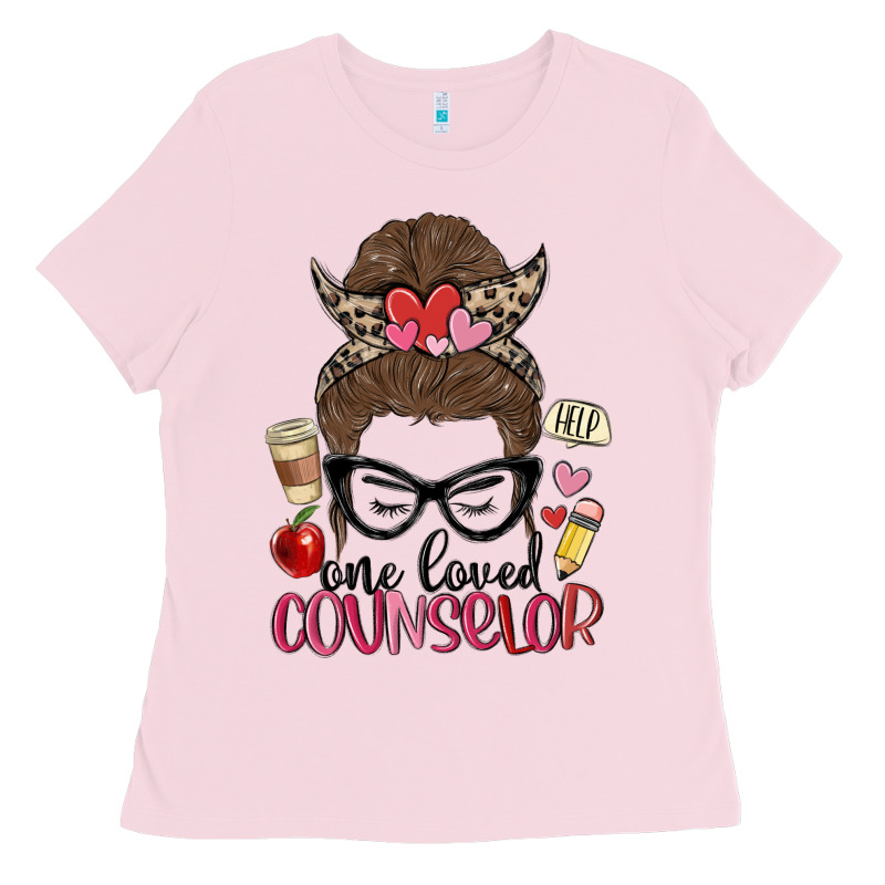 Messy Bun One Loved Counselor Ladies Tee by MaliasSmallBusiness | Teevron