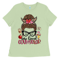 Matcha messy bun one loved counselor Ladies Tee - MaliasSmallBusiness