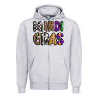 Heather Grey mardi gras copy Zipper Hoodie - OliviaCreatesArt
