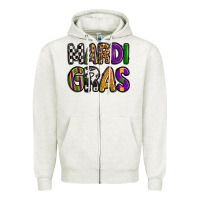 Oatmeal Heather mardi gras copy Zipper Hoodie - OliviaCreatesArt