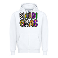 White mardi gras copy Zipper Hoodie - OliviaCreatesArt