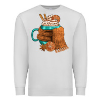 Dove Grey Winter Coffee Cup With Scarf Premium Sweatshirt - FaDigitalArtStudio