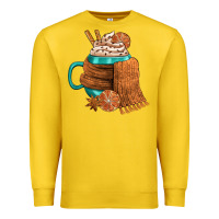 Lemon Winter Coffee Cup With Scarf Premium Sweatshirt - FaDigitalArtStudio