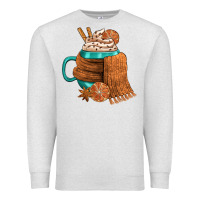 Oatmeal Heather Winter Coffee Cup With Scarf Premium Sweatshirt - FaDigitalArtStudio
