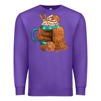 Purple Winter Coffee Cup With Scarf Premium Sweatshirt - FaDigitalArtStudio