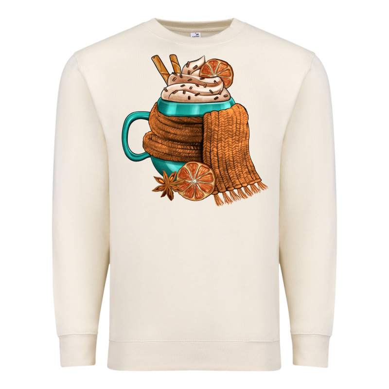 Winter Coffee Cup With Scarf Premium Sweatshirt by FaDigitalArtStudio | Teevron