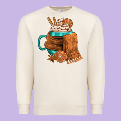 Winter Coffee Cup With Scarf Premium Sweatshirt Designed By Fadigitalartstudio