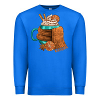 True Royal Winter Coffee Cup With Scarf Premium Sweatshirt - FaDigitalArtStudio