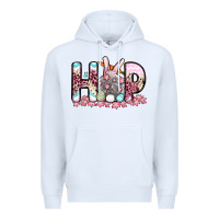 White Easter Day Hop bunny Premium Hoodie - OliviaCreatesArt