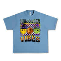 Pebble Blue halloween vibes smiley face Urban Heavy Tee - BarkalooDesign