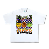 White halloween vibes smiley face Urban Heavy Tee - BarkalooDesign