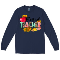 Navy blessed teacher Long Sleeve Tee - NancyCooperArtShop