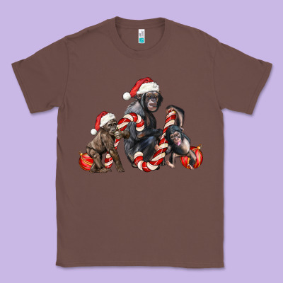 Christmas Chimpanzee And Gorilla Classic Tee Designed By Lillyallendesigns