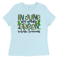 Baby Blue in june we wear green scoliosis awareness Ladies Tee - MaliasSmallBusiness