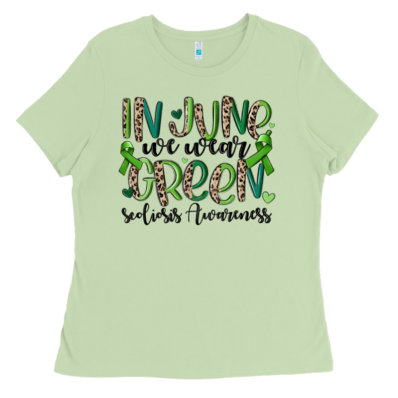 In June We Wear Green Scoliosis Awareness Ladies Tee by MaliasSmallBusiness | Teevron