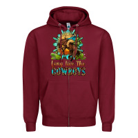 Burgundy long live the cowboys Zipper Hoodie - OliviaCreatesArt