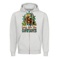 Dove Grey long live the cowboys Zipper Hoodie - OliviaCreatesArt