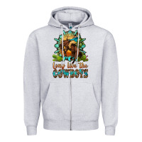 Heather Grey long live the cowboys Zipper Hoodie - OliviaCreatesArt
