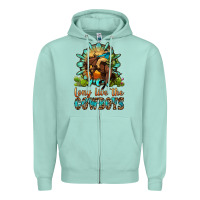 Seafoam long live the cowboys Zipper Hoodie - OliviaCreatesArt
