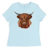 Baby Blue highland cow Ladies Tee - RanaPortraitStore