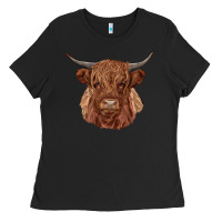 Black highland cow Ladies Tee - RanaPortraitStore