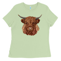 Matcha highland cow Ladies Tee - RanaPortraitStore