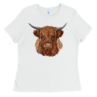White highland cow Ladies Tee - RanaPortraitStore